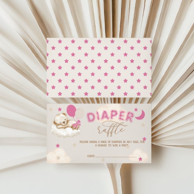 Carte D'accompagnement Ballons mignons d'ours Roulette rose pâle Raffin (Créateur téléchargé)