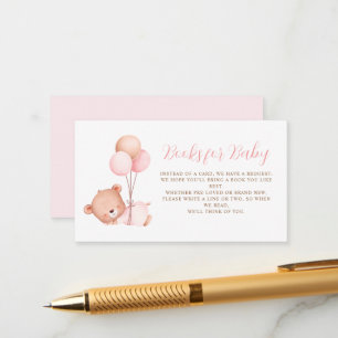 Carte D'accompagnement Ballons roses Baby shower Ours en Teddy