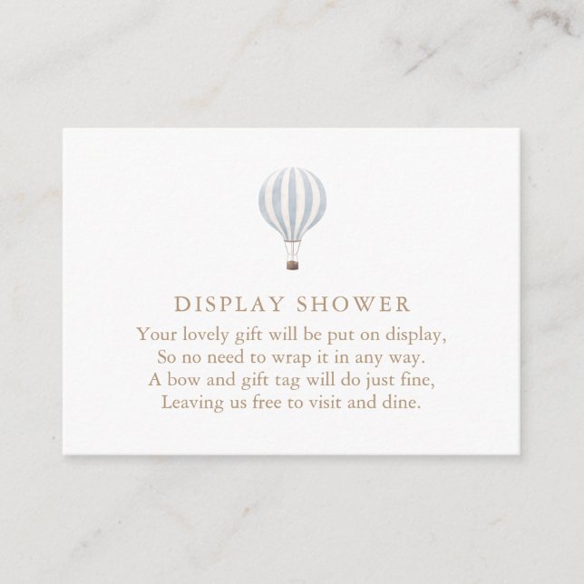 Carte D'accompagnement Balloon à air chaud bleu douche (Devant)