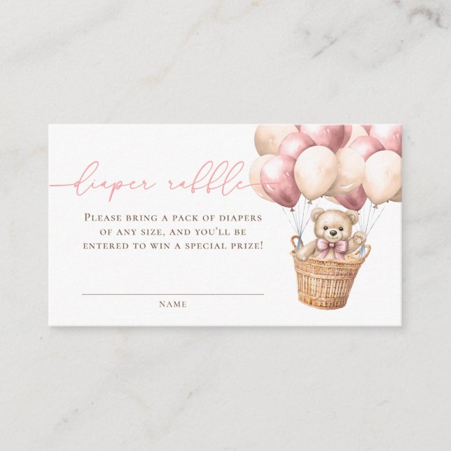 Carte D'accompagnement Balloon en Baby shower rose Teddy Bear Raffin (Devant)
