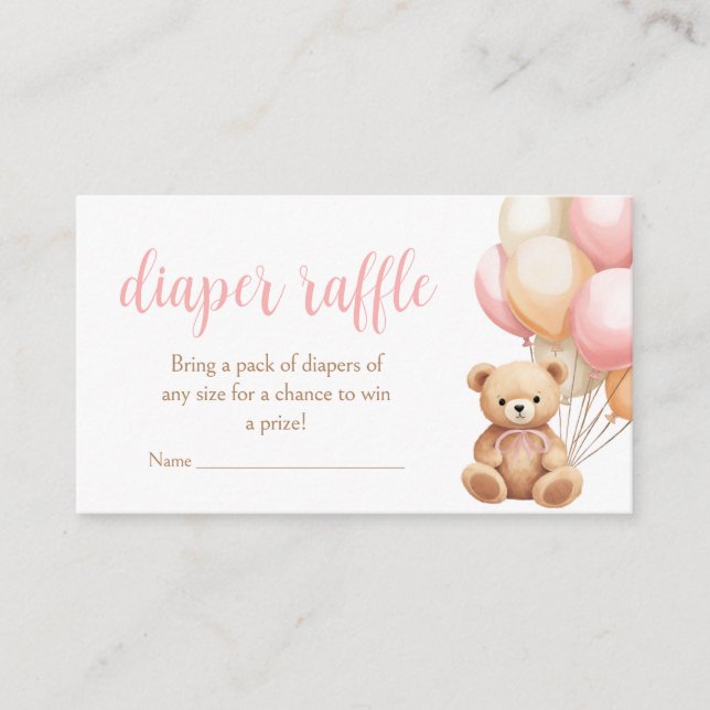 Carte D'accompagnement Balloon rose Baby shower Ours Boho Déchets Raffin (Devant)