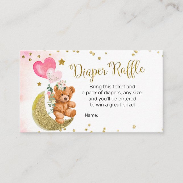 Carte D'accompagnement Balloon rose Teddy Bear Diaper Raffin (Devant)