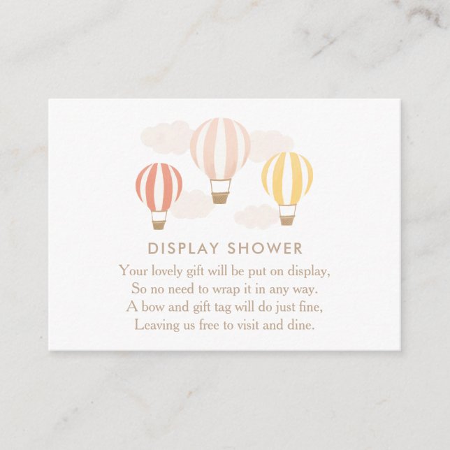 Carte D'accompagnement Balloons à air chaud rose Afficher Cabine de douch (Devant)