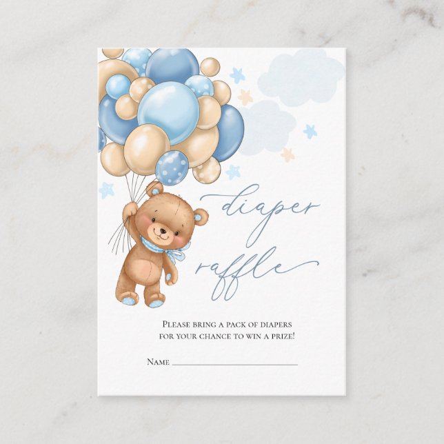 Carte D'accompagnement Balloons Baby shower Lisse Teddy Bear Raffin (Devant)