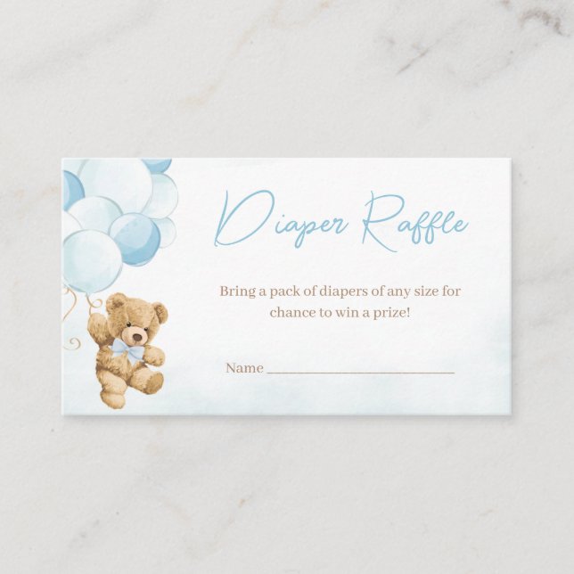 Carte D'accompagnement Balloons bleu Teddy Bear Baby shower Déchets Raffi (Devant)