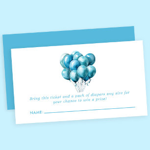 Carte D'accompagnement Balloons Bleus Aquarelle Baby Shower Loterie de Co