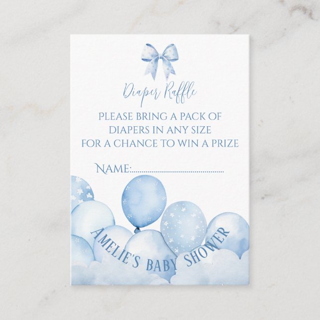 Carte D'accompagnement Balloons Bleus Baby shower Déchets Raffin (Devant)