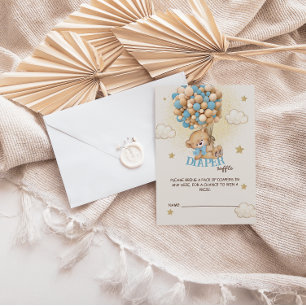 Carte D'accompagnement Balloons Ours Teddy Bleu Baby shower Déchets Raffi