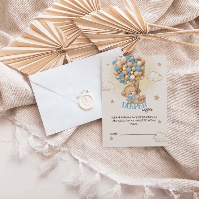 Carte D'accompagnement Balloons Ours Teddy Bleu Baby shower Déchets Raffi (Créateur téléchargé)