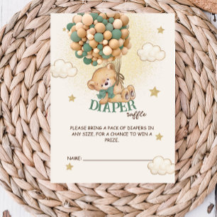 Carte D'accompagnement Balloons Ours Vert Baby shower Déchets Raffin