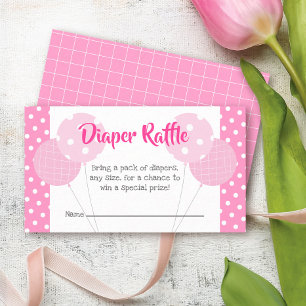 Carte D'accompagnement Balloons Roses Bébé Fille Shower Couche Loterie Mi