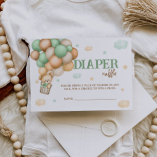 Carte D'accompagnement Ballotte à air chaud verte à l'ours en peluche