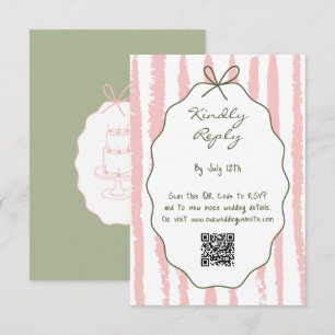 Carte D'accompagnement Bandes fantaisistes écriture manuscrite mariage pe