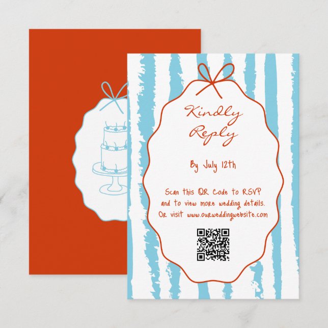 Carte D'accompagnement Bandes fantaisistes écriture peinte mariage (Devant / Derrière)