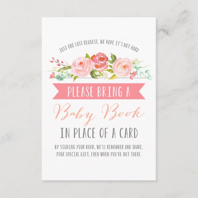 Carte D'accompagnement Bannière rose Baby Book | BABY SHOWER (Devant)