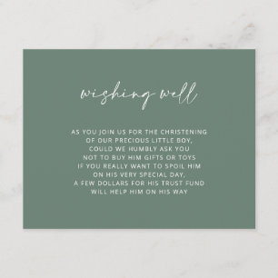 Carte D'accompagnement Baptême vert simple Wishing well V3