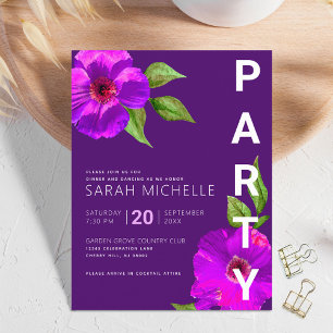 Carte D'accompagnement Bar Mitzvah de Fille Violette Florale Aquarelle Mo