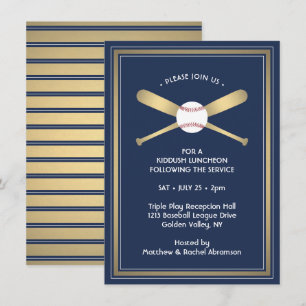 Carte D'accompagnement Bar Mitzvah Réception Détails Baseball Thème Party