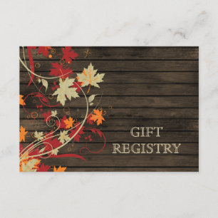 Carte D'accompagnement Barnwood Rustic, automne laisse mariage registre c