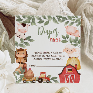 Carte D'accompagnement Barnyard Animaux Aquarelle Boho Diaper tombole