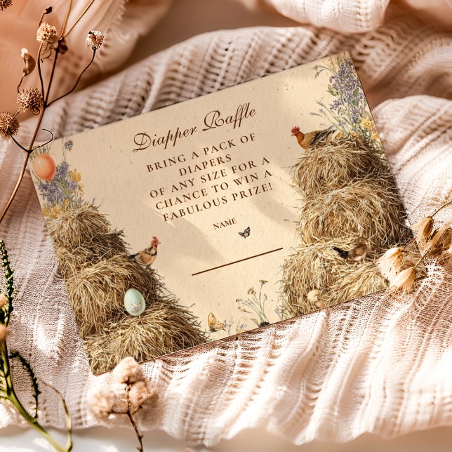 Carte D'accompagnement Barnyard rustique Animaux de ferme Diapper Raffle (Créateur téléchargé)