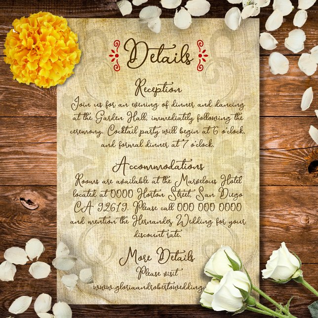 Carte D'accompagnement Baroque Floral Mexicain Mariage Rustique (Créateur téléchargé)