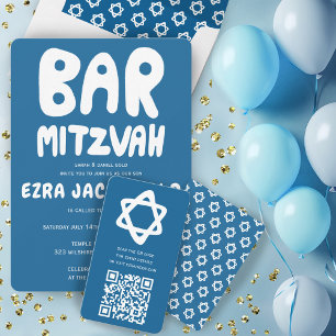 Carte D'accompagnement Barre de CODE QR personnalisée super Bat mitzvah É