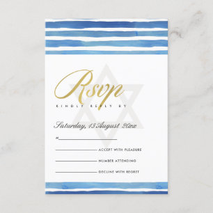 CARTE D'ACCOMPAGNEMENT BARRE D'INDIGO BLEUE STAR BAR BAT MITZVAH RSVP