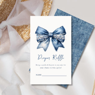 Carte D'accompagnement Barre Raffle Bleu Jean Denim Bow Baby shower