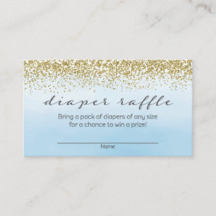 Carte D'accompagnement Barreau bleu et Baby shower doré doux
