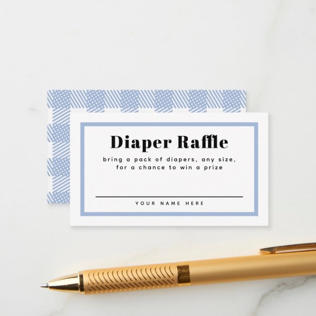 Carte D'accompagnement Barreau de Baby shower bleu pâle En vichy plat (Devant/Arrière en situation)