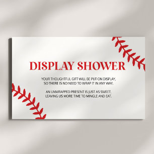 Carte D'accompagnement Baseball blanc Baby shower rouge Afficher douche