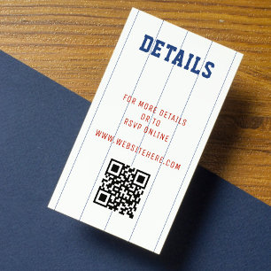 Carte D'accompagnement Baseball Pinstripe QR Code Détails du Mariage