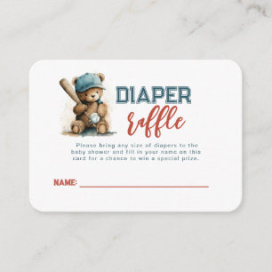 Carte D'accompagnement Baseball Teddy Bear Garçon Baby Showe Diaper Raffl
