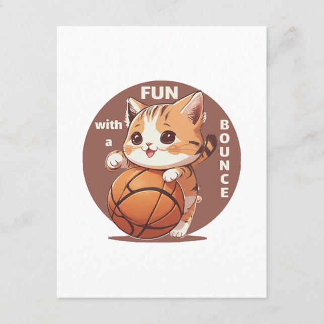 Carte D'accompagnement basket-ball chat (Devant)