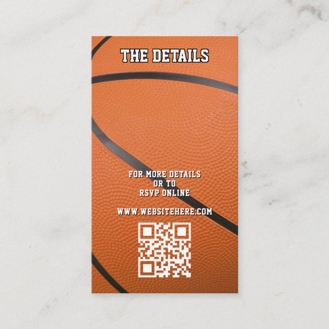 Carte D'accompagnement Basketball Sport QR Code Détails du Mariage (Devant)