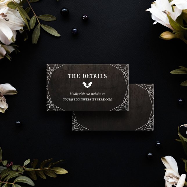 Carte D'accompagnement Bat & Spiderwebs Goth Halloween Détails du Mariage (Créateur téléchargé)