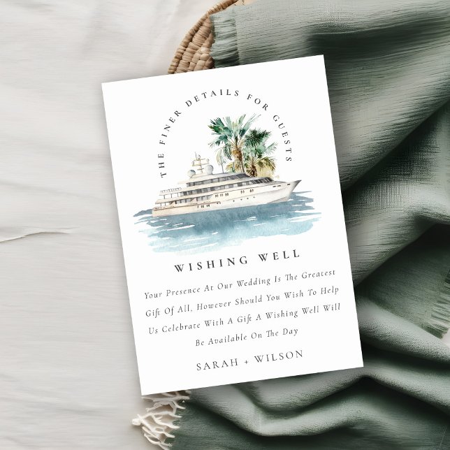 Carte D'accompagnement Bateau de croisière Palm Seascape Mariage Wishing  (Créateur téléchargé)