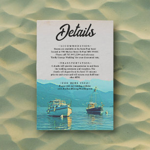 Carte D'accompagnement Bateaux vintages marine mer destination mariage