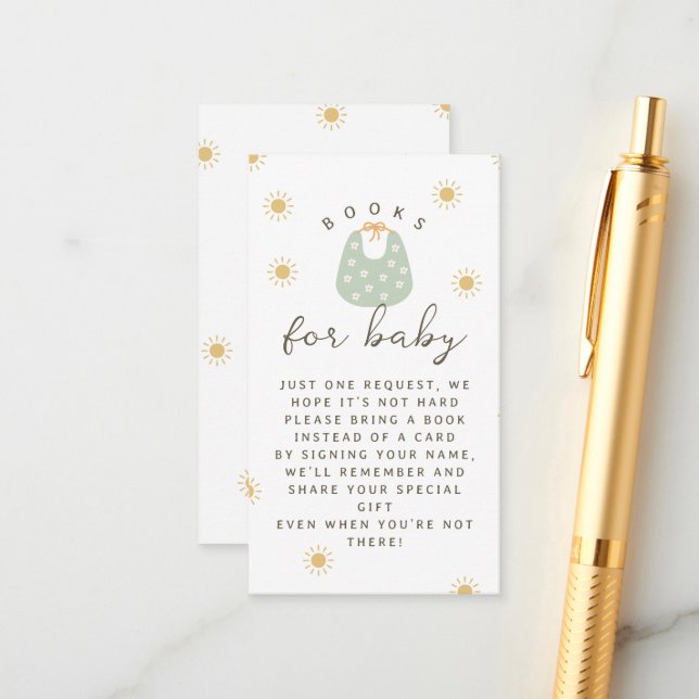 Carte D'accompagnement Bavoir Soleil Boho pour Garçon Cadeau de Naissance (Devant/Arrière en situation)