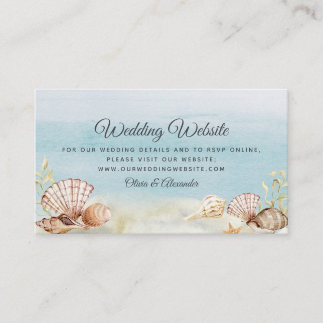 Carte D'accompagnement Beach Ocean Tropical Watercolor Mariage Website (Devant)