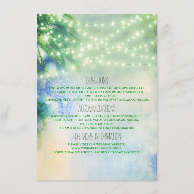 Carte D'accompagnement Beach Palms Détails du Mariage - Informations (Devant)