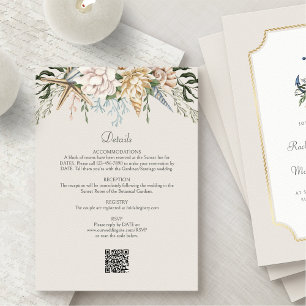 Carte D'accompagnement Beach Seashells Détails du Mariage