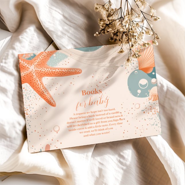 Carte D'accompagnement Beach Seashells Livres élégants pour bébé (Créateur téléchargé)