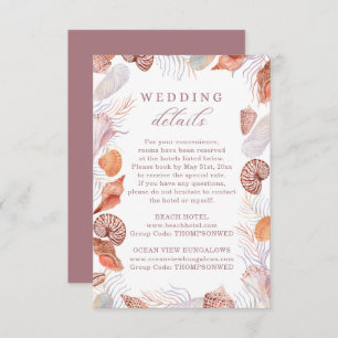 Carte D'accompagnement Beach Seashells Watercolor Coastal Détails du Mari