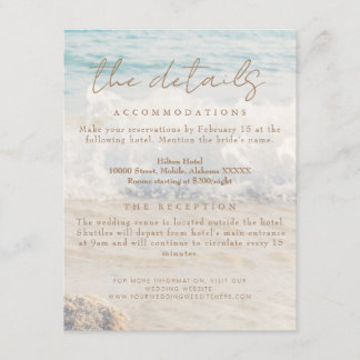 Carte D'accompagnement Beach Seaside/Oceanside Détails sur le Mariage