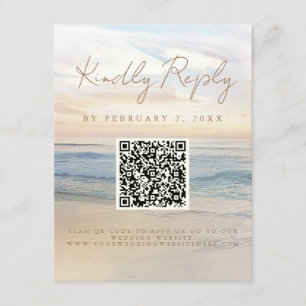 Carte D'accompagnement Beach Sunset Beachfront Mariage Code d'analyse RSV