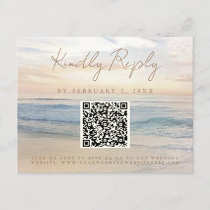 Carte D'accompagnement Beach Sunset Beachfront Mariage Code d'analyse RSV