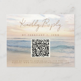 Carte D'accompagnement Beach Sunset Beachfront Mariage Code d'analyse RSV
