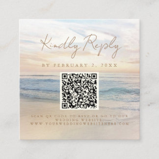 Carte D'accompagnement Beach Sunset Seaside Mariage Code de balayage RSVP